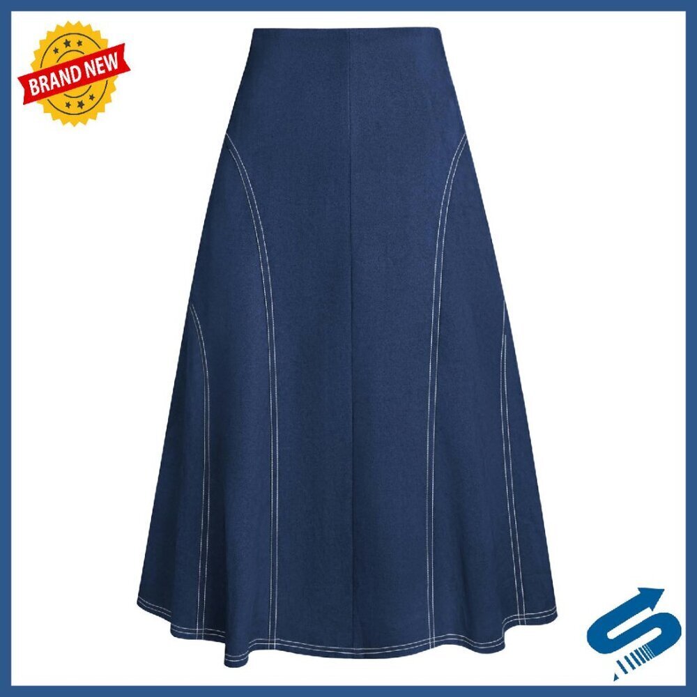 Soft Suede Midi Skirt High Waist A-Line Fall Winter Women's Size